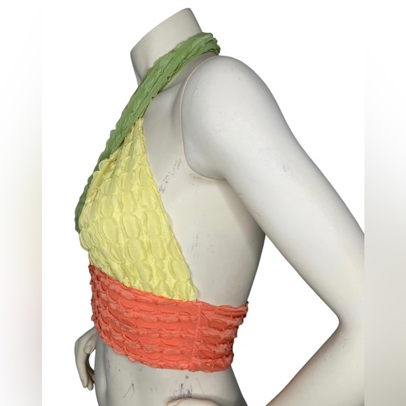 UNBRANDED Colorblock Multicolor 2-Way Versatile Criss Cross Y2K Halter Crop Top - Picture 14 of 14